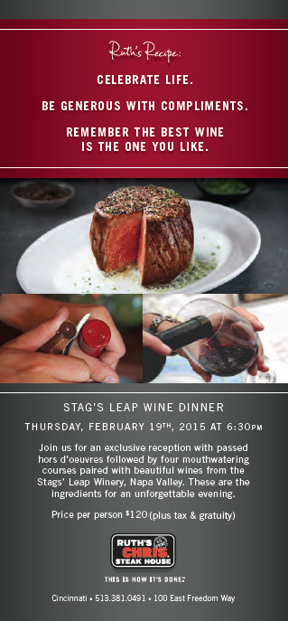 Stag’s Leap wine dinner promotional creative
